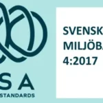 SUSA logotyp med text: Svensk Miljöbas 4:2017 och SUSA Sustainable Standards, med Crenovagruppen, på ljusblå bakgrund.