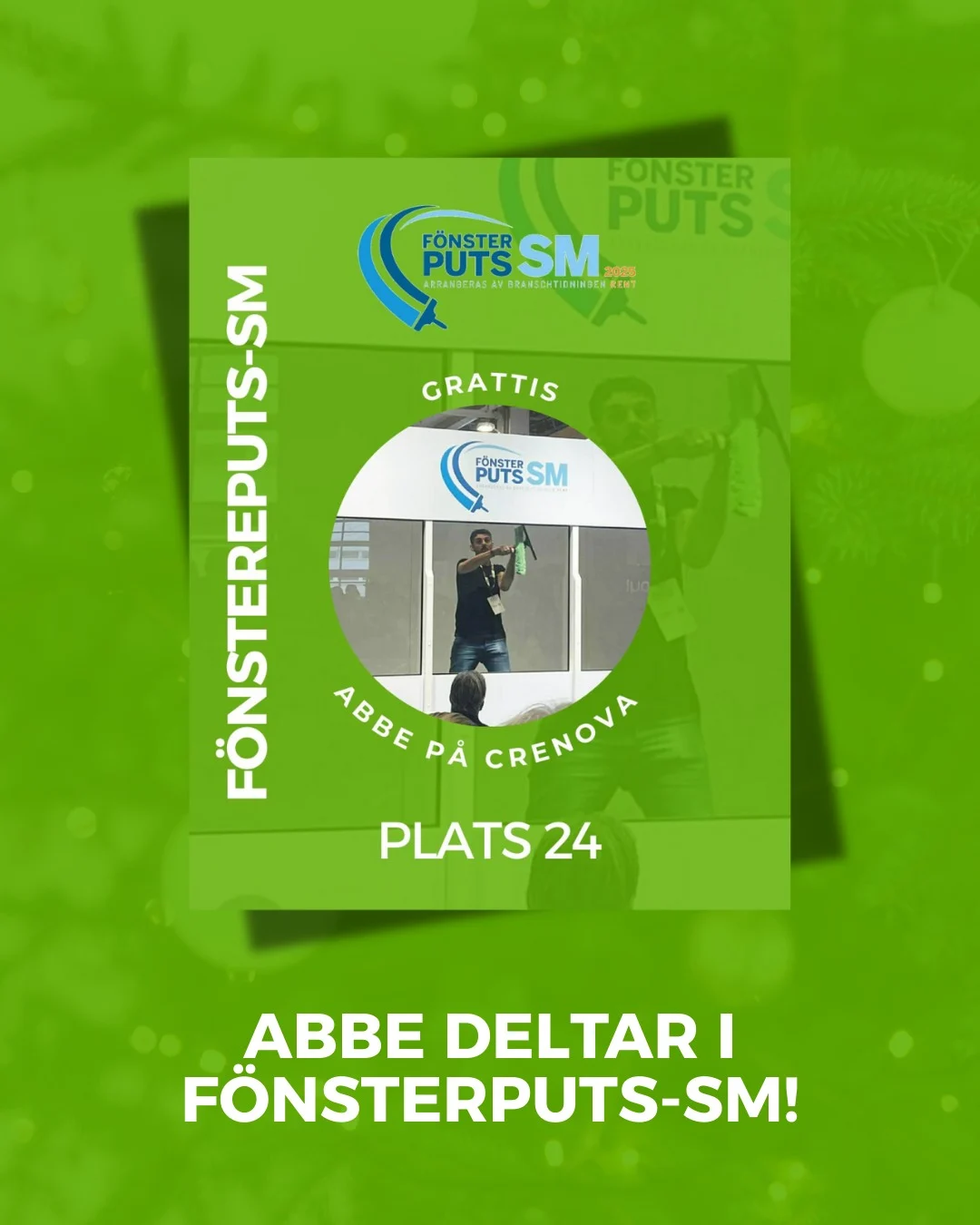 Abbe från Crenova tävlar i fönsterputs-SM