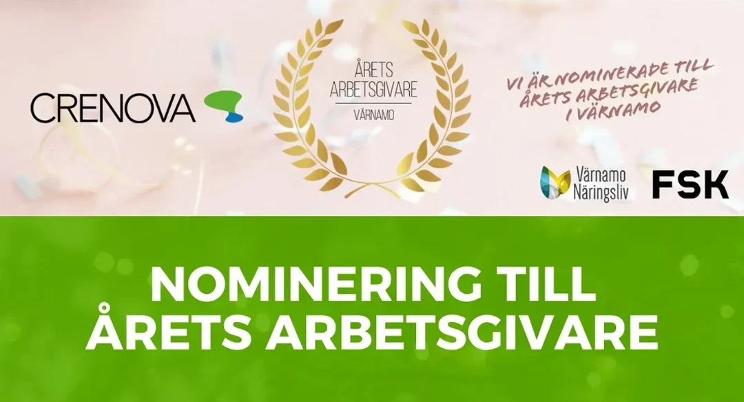 Crenova nominerad till Årets Arbetsgivare i Värnamo
