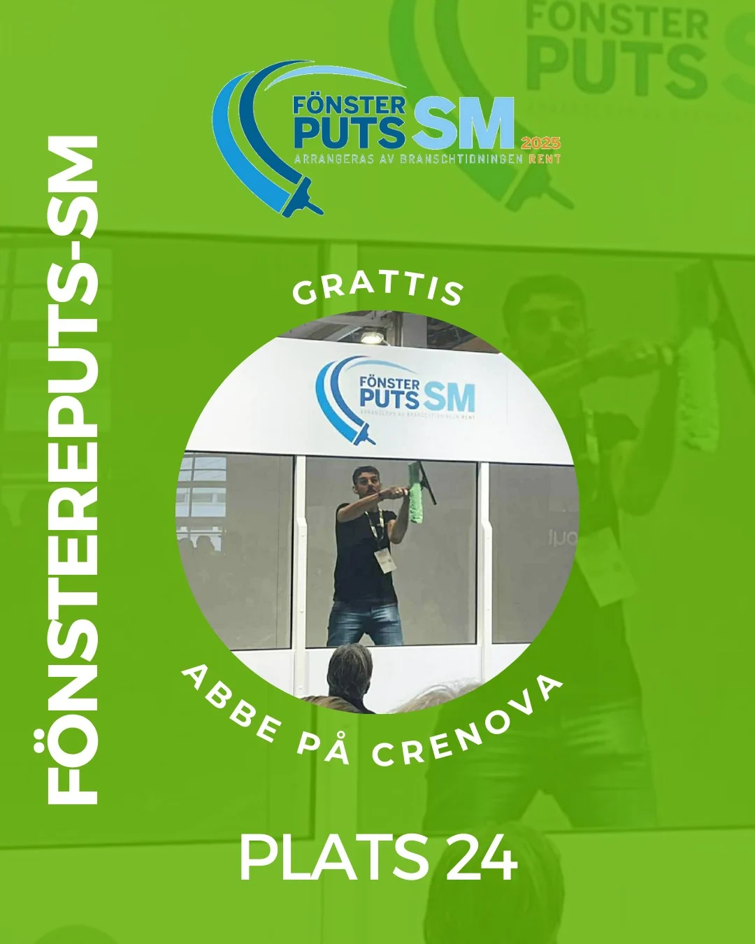 Abbe tävlar på Fönsterputs SM 2025, plats 24.